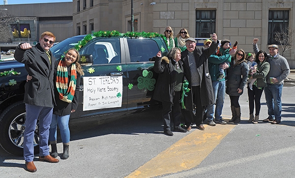 Members of St. Teresa's Holy Name Society march in the City of Buffalo Annual St. Patrick's Day Parade on Delaware Avenue. (Dan Cappellazzo/Staff Photographer)